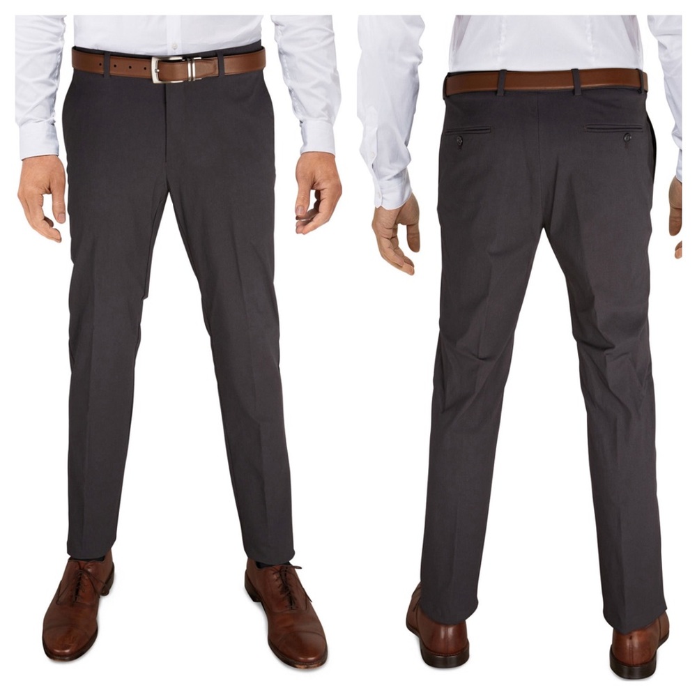 Tommy Hilfiger Charcoal Gray Flat Front TH Flex Stretch Pants Men’s 38x30 NEW